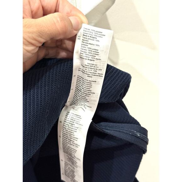 Sandro Colorblock Half Zip Gold Ruffle Trim Mini Polo Dress Navy White Size 4-6 - Picture 5 of 6